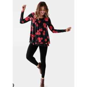 Matilda Jane top tunic womens size medium Long Sleeve winter blooms floral knit